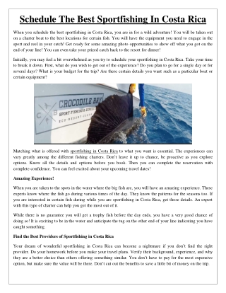 Schedule The Best Sportfishing In Costa Rica
