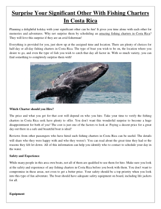 Surprise Your Significant Other With Fishing Charters In Costa Rica