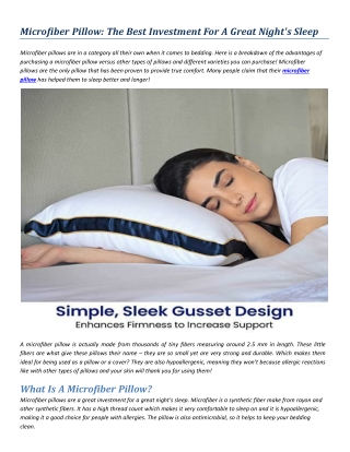 Microfiber Pillow: The Best Investment For A Great Night's Sleep