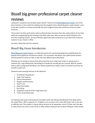 Bissell big green professional carpet cleaner reviews