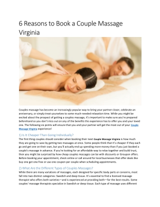 6 Reasons to Book a Couples Massage Tacoma