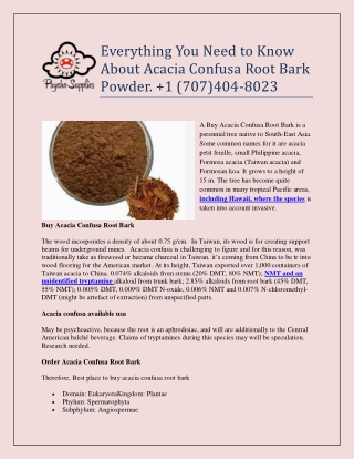 Everything You Need to Know About Acacia Confusa Root Bark Powder.  1 (707)404-8