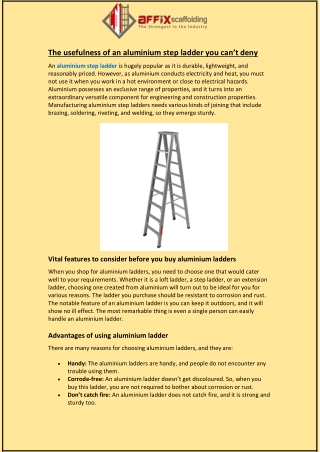 The usefulness of an aluminium step ladder you can’t deny