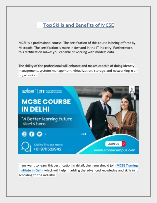 Top Skills and Benefits of MCSE