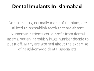 Dental Implants In Islamabad