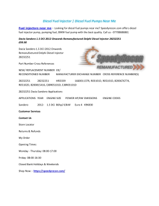 Diesel Fuel Injector | Diesel Fuel Pumps Near Me