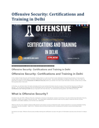 Offensive Security Certifications and Training in Delhi