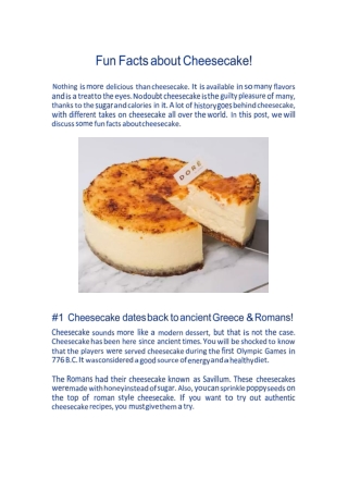 Fun Facts about Cheesecake!