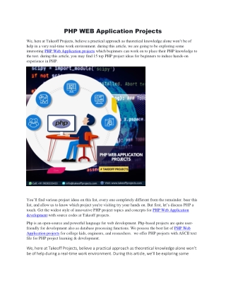 PHP WEB Application Projects