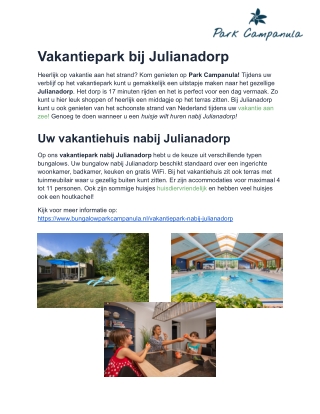 Vakantiepark bij Julianadorp aan de Noordzeekust