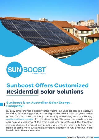 sunboost offers customized residential solar solutions