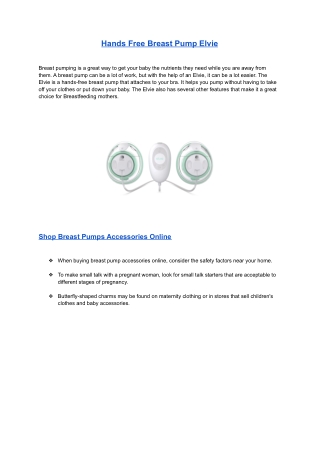 Hands Free Breast Pump Elvie