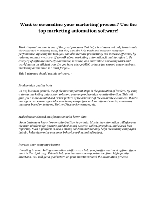 Top Marketing Automation Benefits