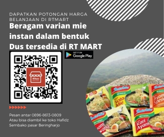 TERMURAH, Hubungi 0896-8613-0809 Harga hemat Indomie 1 dus di RT Mart Jogja