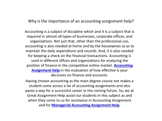 Why is the importance of an accounting assignment help?