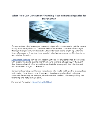 What Role Can Consumer Financing Play in Increasing Sales for Merchants?