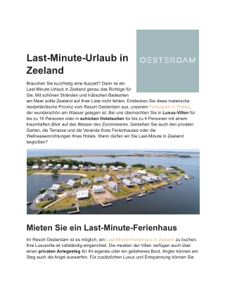 Last-Minute-Urlaub in Zeeland - Oesterdam