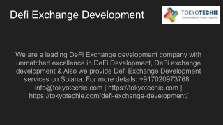 Defi Exchange Development