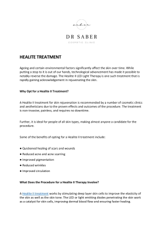 Healite Treatment Melbourne | Dr. Saber Cosmetic Clinic