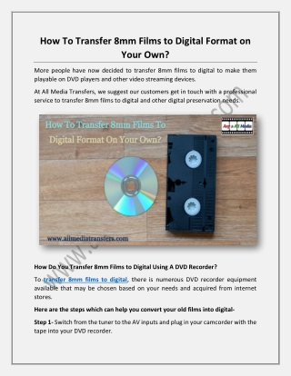 How To Transfer 8mm Films to Digital Format on Your Own