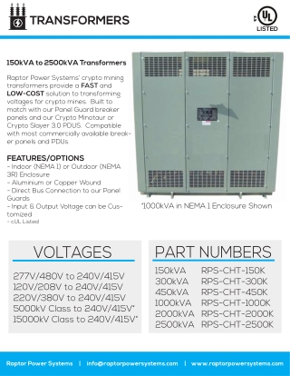 Mining Transformer - 150kVA