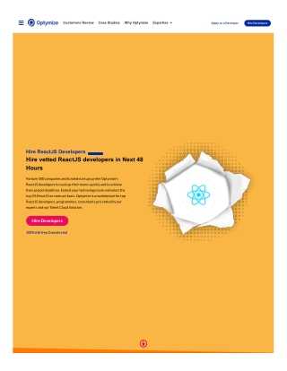 Hire Dedicated Virtual ReactJS Developers Within 48 Hours | Optymize