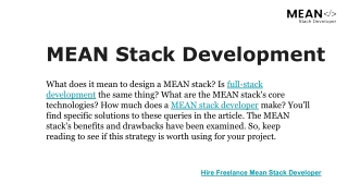 WHAT IS MEAN STACK DEVELOPMENT