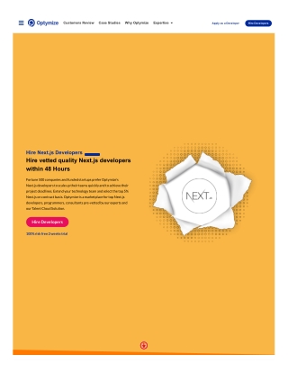 Hire vetted quality Next.js developers within 48 Hours | Optymize