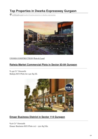 Top Properties in Dwarka Expressway Gurgaon