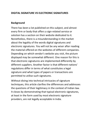 DIGITAL SIGNATURE VS ELECTRONIC SIGNATURES