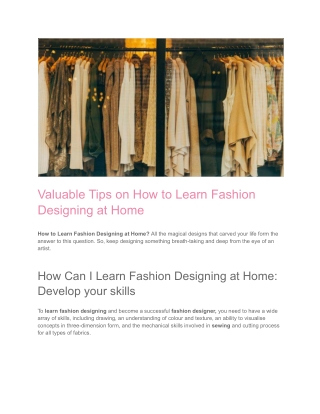 How to Learn Fashion Designing at Home | Hunar Online