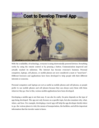 Cost to Develop Travel App
