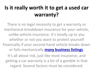 Is it really worth it to get a used car warranty?