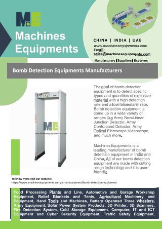 Bomb Detection Equipments Manufacturers