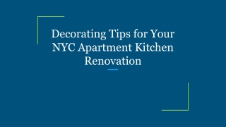 Decorating Tips for Your NYC Apartment Kitchen Renovation