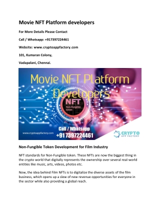 Movie NFT Platform developers