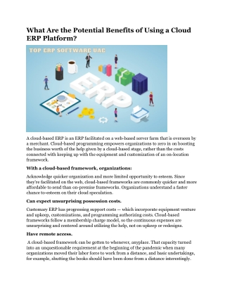 What Are the Potential Benefits of Using a Cloud ERP Platform