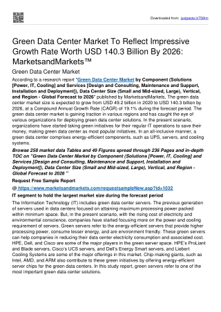 Green Data Center Market Set for Rapid Growth Of USD 140.3 billion By 2026: MnM