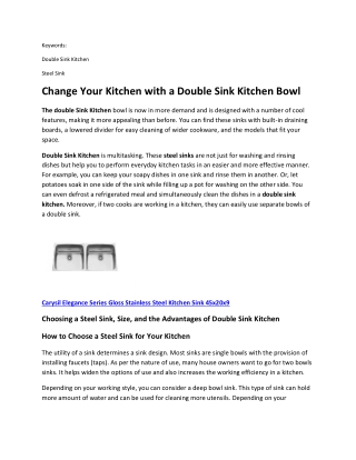 Change Your Kitchen with a Double Sink Kitchen Bowl