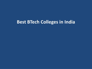 Best BTech Colleges in India