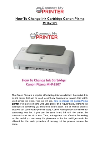 How To Change Ink Cartridge Canon Pixma MH4250