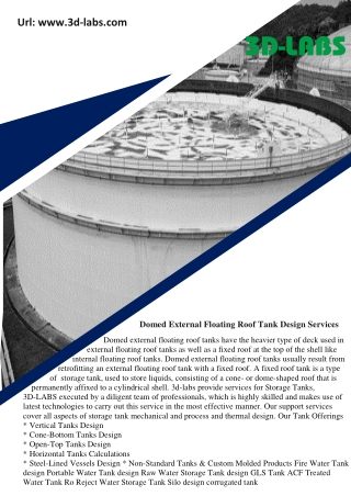 Domed External Floating Roof Tank Design Services