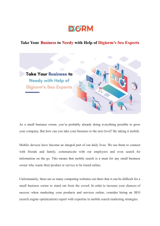 Take Your Business to Needy with Help of Digiorm’s Seo Experts