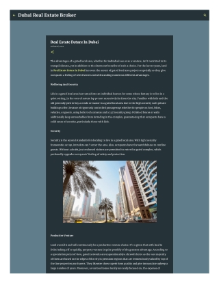Real Estate Future In Dubai