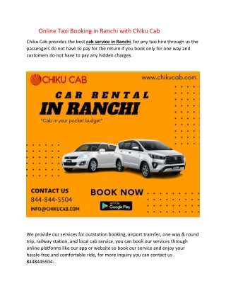 Online Taxi Booking in Ranchi with Chiku Cab-converted