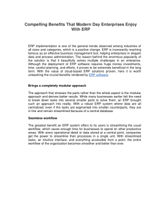 Compelling Benefits That Modern Day Enterprises Enjoy With ERP-converted
