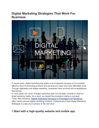 Digital Marketing Strategies That Work For Business