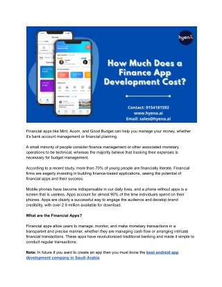 Cost to Develop a Financial App