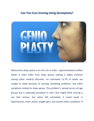 Can Genioplasty Help Cure Snoring?