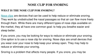 NOSE CLIP FOR SNORING